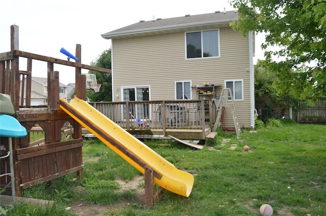 104 Walnut Dr NW, Bondurant, IA 50035 - view of playground with a wooden deck