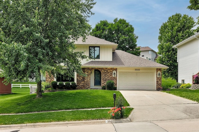 3510 Wolcott Ave, Des Moines, IA 50321 - view of front of house with a garage, brick siding, concrete driveway, and roof with shingles