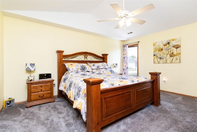 7129 Ridgedale Ct, Johnston, IA 50131 - bedroom with carpet floors, lofted ceiling, and ceiling fan
