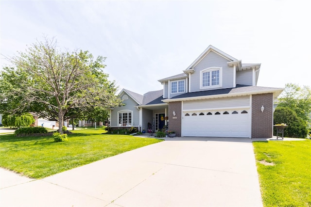 7129 Ridgedale Ct, Johnston, IA 50131 - traditional-style home featuring an attached garage, concrete driveway, brick siding, and a front lawn