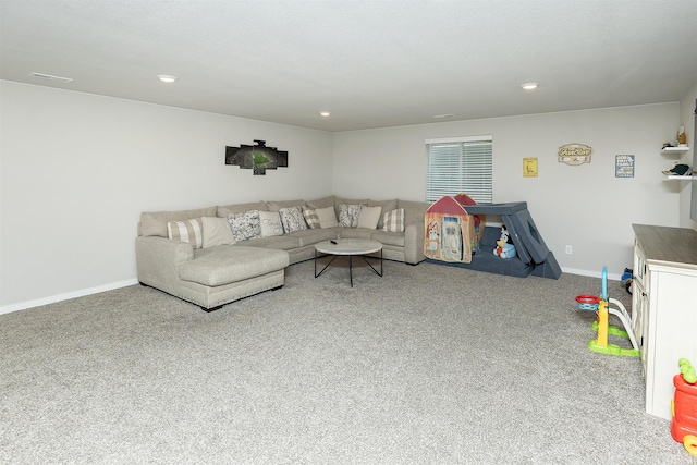 6828 NW 106th St, Johnston, IA 50131 - carpeted living area with baseboards and recessed lighting