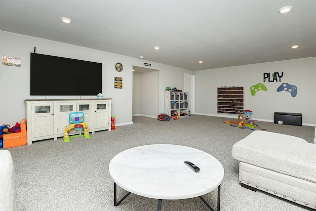 6828 NW 106th St, Johnston, IA 50131 - living area with carpet flooring, recessed lighting, and baseboards