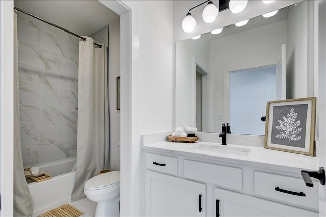 3736 NW 183rd St, Clive, IA 50325 - bathroom featuring vanity, shower / tub combo with curtain, and toilet