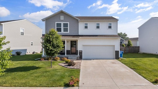 5400 Brook Landing Cir, Des Moines, IA 50317 - view of front of property with a garage, driveway, covered porch, and brick siding