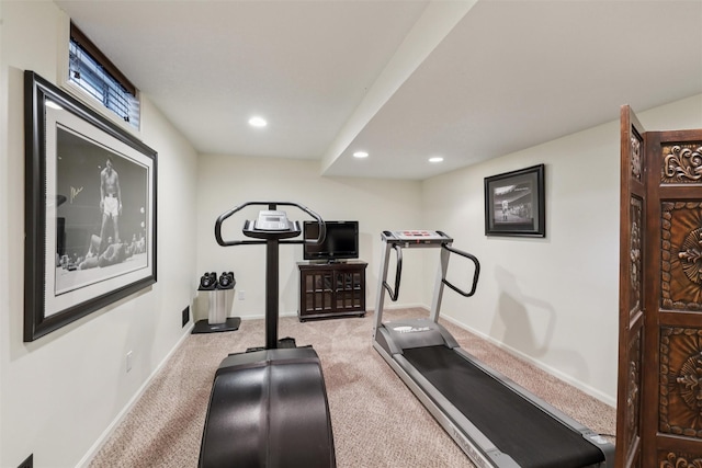 14091 Willow Dr, Clive, IA 50325 - exercise area featuring carpet flooring, recessed lighting, and baseboards