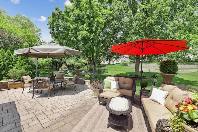 14091 Willow Dr, Clive, IA 50325 - view of patio with an outdoor living space and outdoor dining space