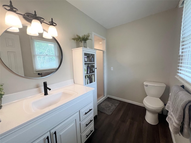 313 E 29th St S, Newton, IA 50208 - full bath with wood finished floors, plenty of natural light, vanity, and a shower stall