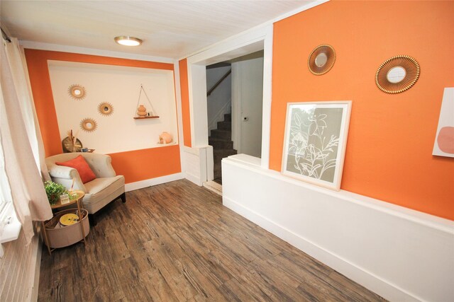 1035 65th St, Windsor Heights, IA 50324 - sitting room featuring stairs and wood finished floors