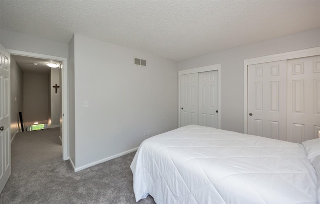 6196 Terrace Dr Unit 2, Johnston, IA 50131 - carpeted bedroom featuring multiple closets, a textured ceiling, and baseboards