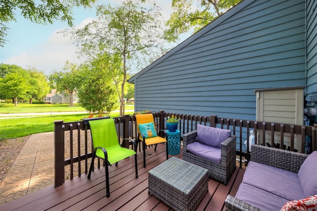 6196 Terrace Dr Unit 2, Johnston, IA 50131 - wooden deck with a lawn and outdoor lounge area