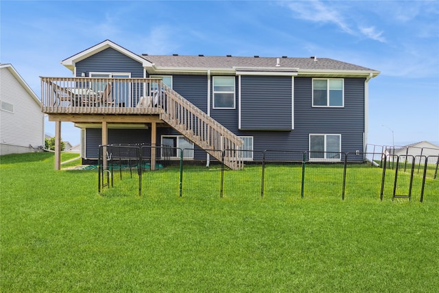 602 NE 57th St, Ankeny, IA 50021 - back of house featuring a wooden deck, stairs, and roof with shingles