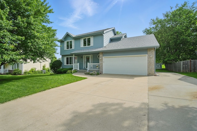 4623 62nd St, Urbandale, IA 50322 - traditional-style home featuring driveway, a garage, covered porch, brick siding, and roof with shingles
