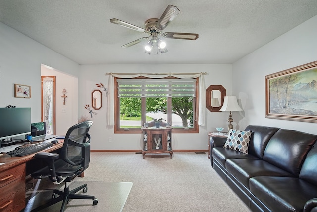 4623 62nd St, Urbandale, IA 50322 - office with light colored carpet, ceiling fan, and a textured ceiling