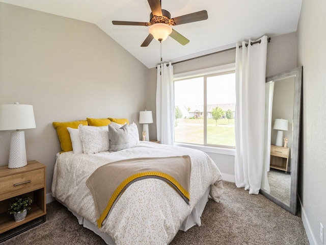 1102 NE 15th Ln, Ankeny, IA 50021 - bedroom featuring carpet floors, lofted ceiling, and ceiling fan