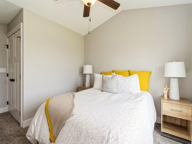 1102 NE 15th Ln, Ankeny, IA 50021 - bedroom featuring carpet flooring, vaulted ceiling, and ceiling fan