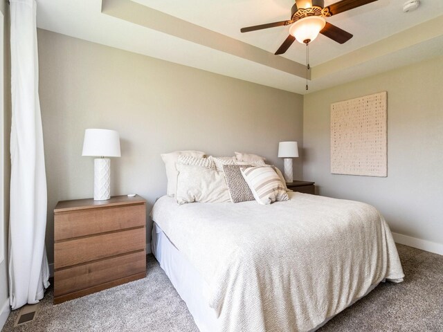 1102 NE 15th Ln, Ankeny, IA 50021 - bedroom featuring carpet floors, a raised ceiling, and a ceiling fan