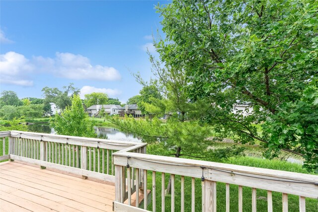 4922 Cedar Dr, West Des Moines, IA 50266 - wooden terrace featuring a water view