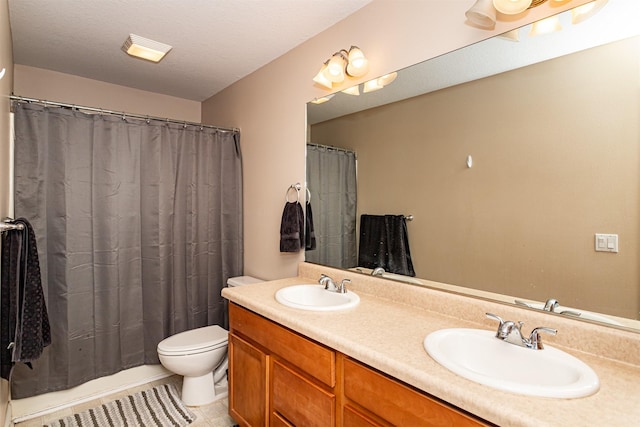 2732 Northridge Ln, Ames, IA 50010 - bathroom featuring double vanity, tile patterned flooring, and a shower with curtain
