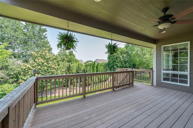 6725 NW 93rd St, Johnston, IA 50131 - deck featuring a ceiling fan