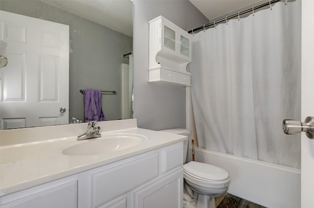5462 Longview Ct Unit 1, Johnston, IA 50131 - full bathroom with vanity, shower / bathtub combination with curtain, and wood finished floors