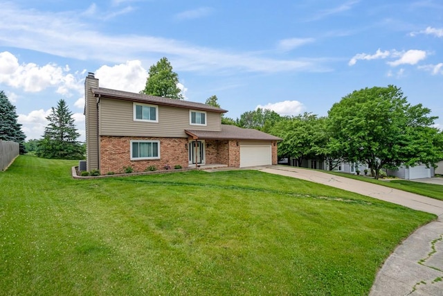 1543 S 16th Ave W, Newton, IA 50208 - traditional-style home featuring brick siding, concrete driveway, an attached garage, and a chimney