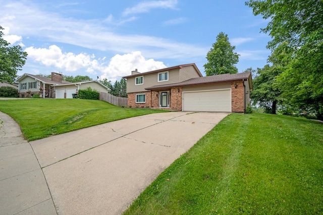 1543 S 16th Ave W, Newton, IA 50208 - view of front of home featuring brick siding, an attached garage, concrete driveway, and a chimney