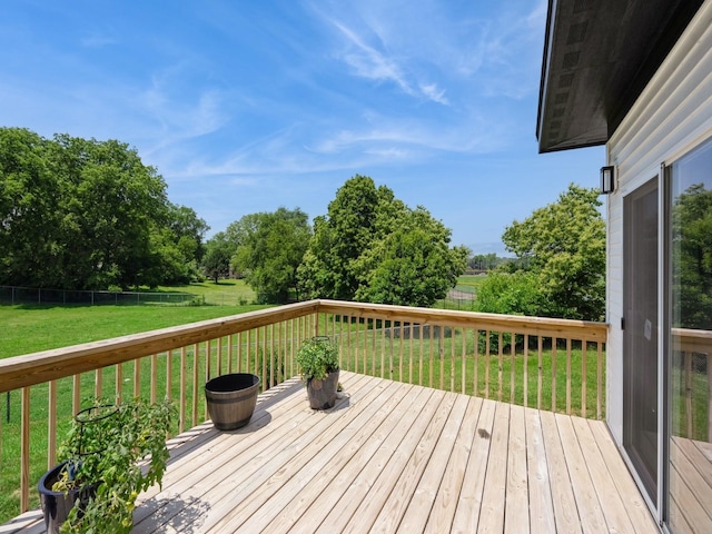 1010 Frederick Ave, Des Moines, IA 50315 - wooden terrace with a fenced backyard and view of scattered trees