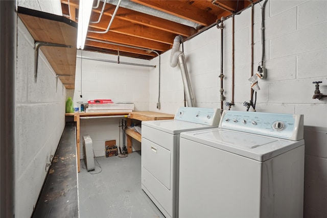 2515 Glenbrook Dr, Des Moines, IA 50316 - washroom with washer and clothes dryer and concrete block wall