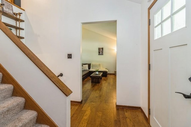 926 Casady Dr, Norwalk, IA 50211 - foyer entrance featuring stairs and wood finished floors