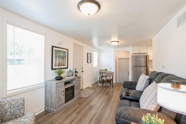 1116 Herold Ave, Des Moines, IA 50315 - living area featuring light wood-type flooring and a premium fireplace