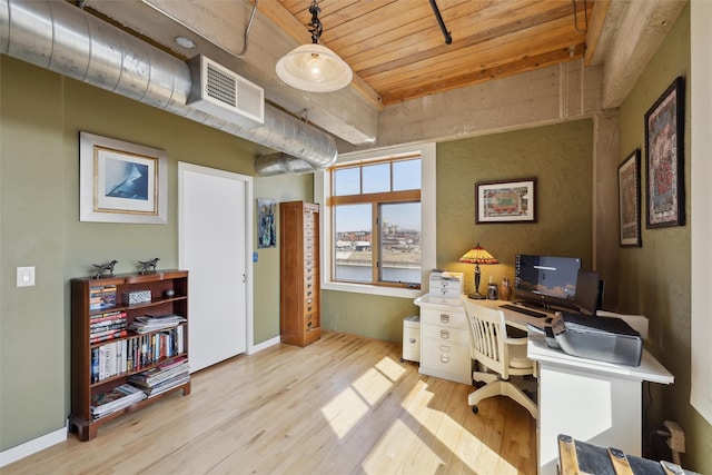 100 Market St Unit 409, Des Moines, IA 50309 - home office featuring wood finished floors and wood ceiling