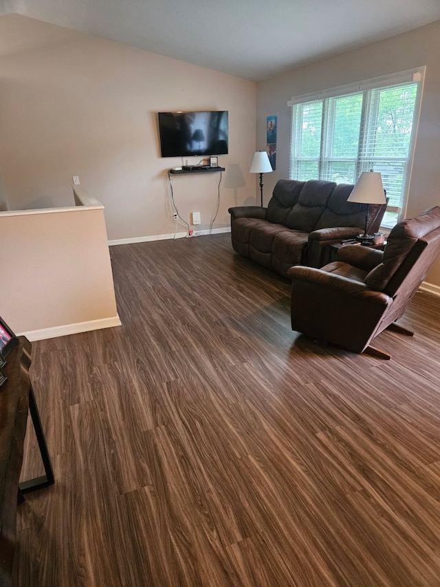113 E 36th St, Des Moines, IA 50317 - living area with wood finished floors and vaulted ceiling