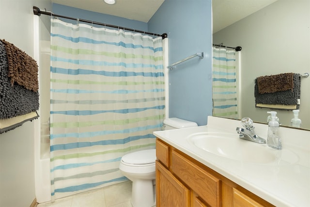 1205 Lancaster Way, Indianola, IA 50125 - full bathroom featuring vanity, tile patterned floors, and a shower with shower curtain