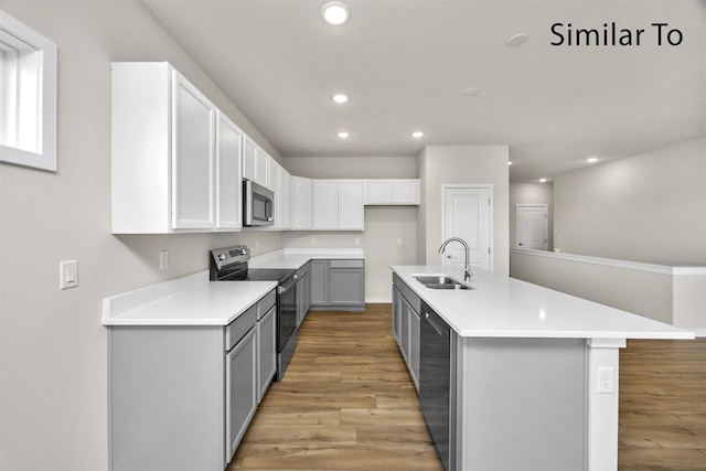 16732 Walnut Meadows Cir, Urbandale, IA 50323 - kitchen with stainless steel appliances, light wood-style flooring, recessed lighting, and light countertops