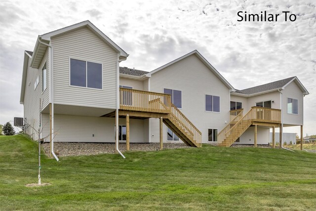 16738 Walnut Meadows Cir, Urbandale, IA 50323 - back of house featuring stairs, a deck, and a yard