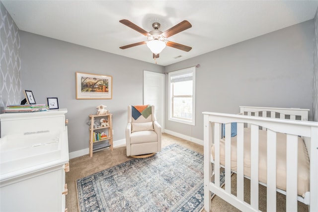 16823 Prairie Dr, Clive, IA 50325 - bedroom featuring carpet floors, a crib, and ceiling fan