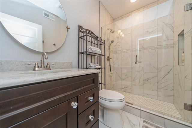 16823 Prairie Dr, Clive, IA 50325 - full bathroom with a stall shower, marble look tiles, and vanity