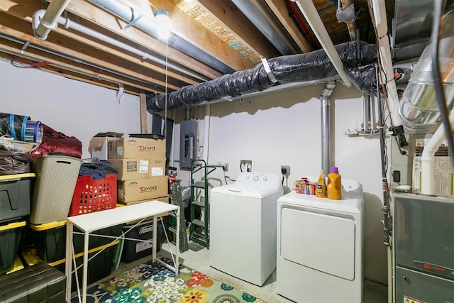 1334 E 13th St, Des Moines, IA 50316 - unfinished basement with washer and dryer and electric panel