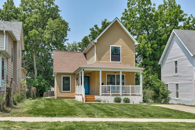 1334 E 13th St, Des Moines, IA 50316 - view of front of property with a porch, a front yard, and a shingled roof