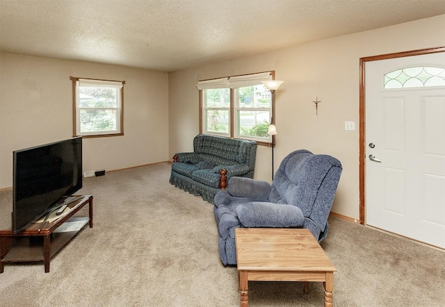 4080 SE 15th Ct, Des Moines, IA 50320 - living area with carpet and a textured ceiling