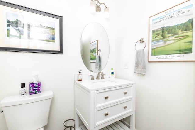 5477 S Prairie View Dr, West Des Moines, IA 50266 - half bathroom featuring vanity and toilet