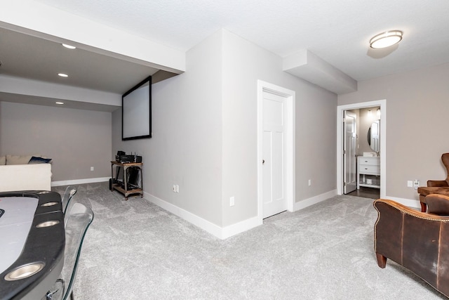 5477 S Prairie View Dr, West Des Moines, IA 50266 - carpeted cinema with baseboards and recessed lighting