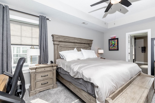 5477 S Prairie View Dr, West Des Moines, IA 50266 - bedroom with light carpet and ceiling fan