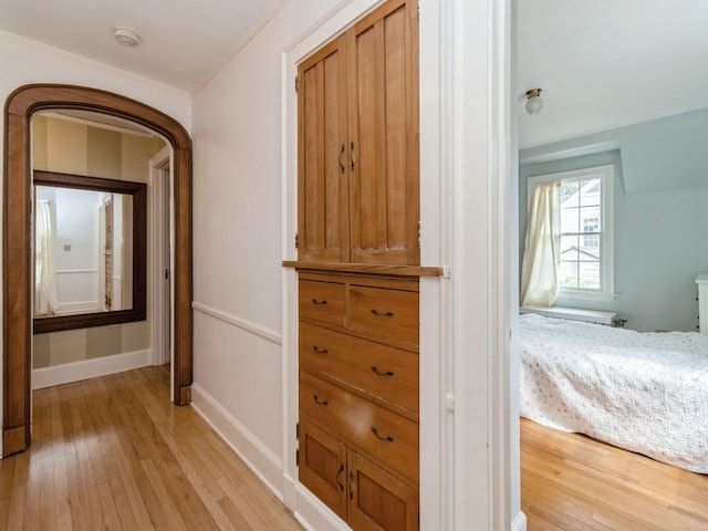 215 Foster Dr, Des Moines, IA 50312 - corridor featuring light wood-style flooring and ornamental molding