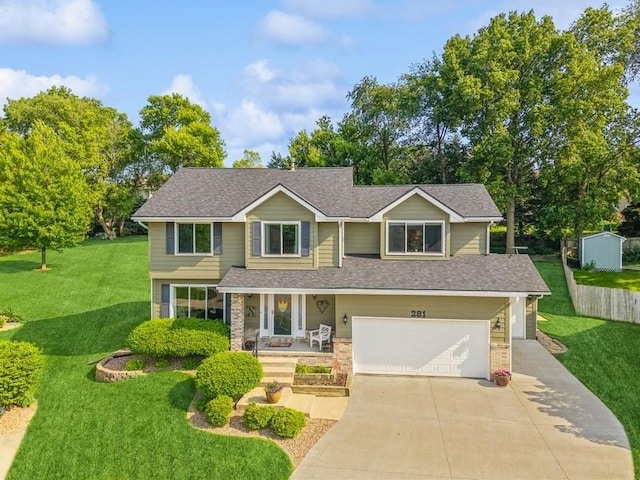 281 58th Ct, West Des Moines, IA 50266 - view of front of house with an attached garage, driveway, covered porch, and roof with shingles