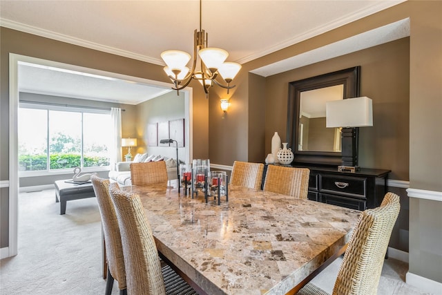 281 58th Ct, West Des Moines, IA 50266 - dining space featuring a chandelier, carpet, and ornamental molding