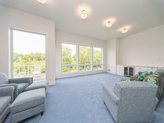 1863 Glen Oaks Dr, West Des Moines, IA 50266 - carpeted living room featuring beverage cooler