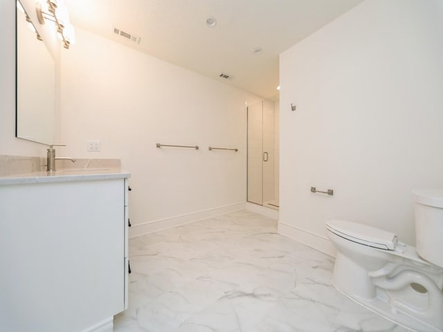 1863 Glen Oaks Dr, West Des Moines, IA 50266 - bathroom with vanity, a shower stall, and marble look tile flooring