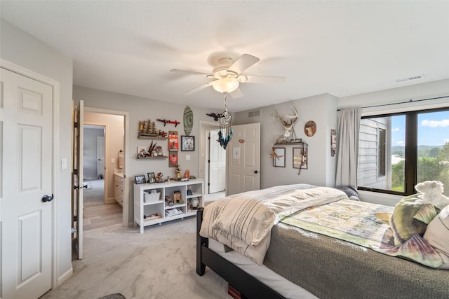 1720 Cedarwood Cir, Clive, IA 50325 - bedroom with light carpet and a ceiling fan