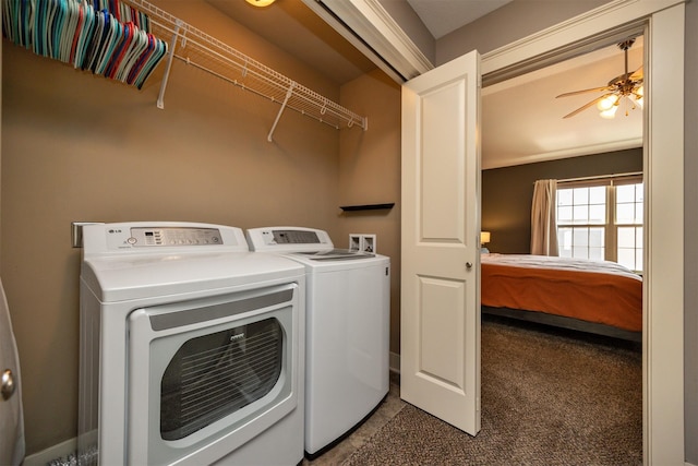 3600 SE Glenstone Dr Unit 308, Grimes, IA 50111 - laundry room featuring washing machine and dryer and ceiling fan